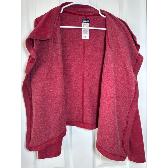 Patagonia Women's Burgundy Red Asymmetrical Button Cardigan Jacket Fall Fashion - Picture 6 of 7
